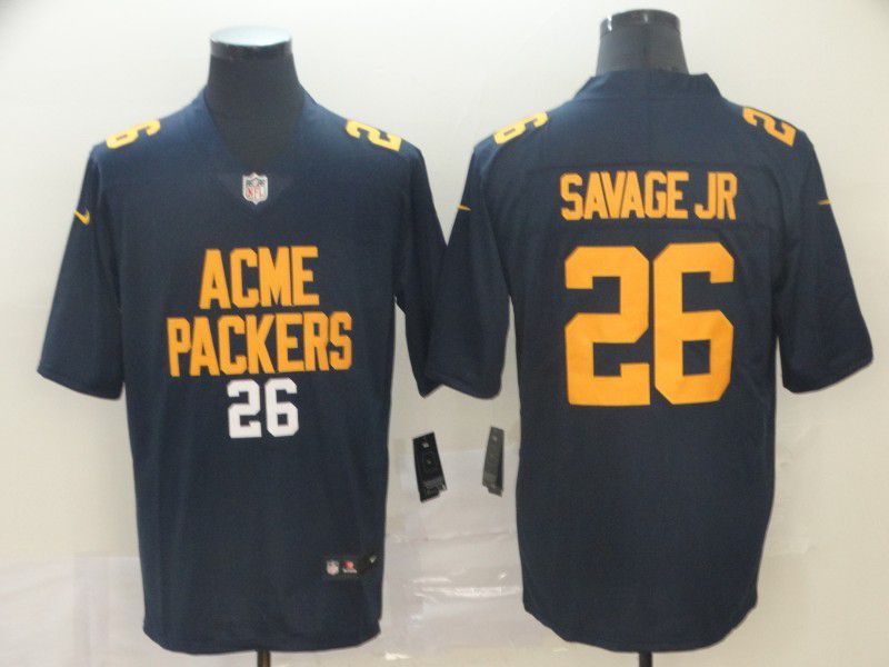 Men Green Bay Packers #26 Savage jr Blue Nike Limited city edition NFL Jersey